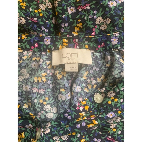 Loft Outlet Floral Button Down Blouse Women’s Size Large - Picture 3 of 4
